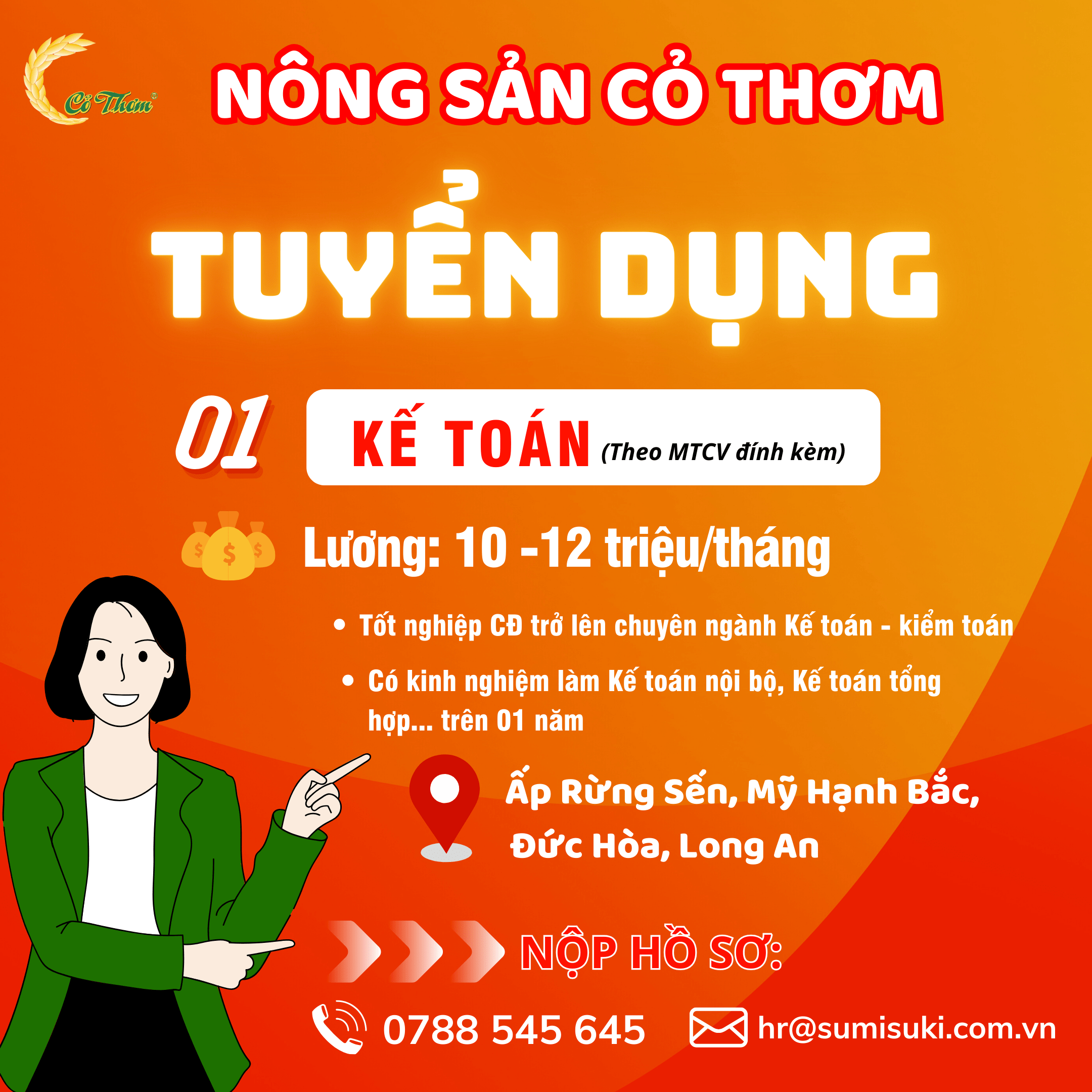 TUYỂN DỤNG THÁNG 12/2023: KẾ TOÁN(Theo MTCV đính kèm) tại LONG AN